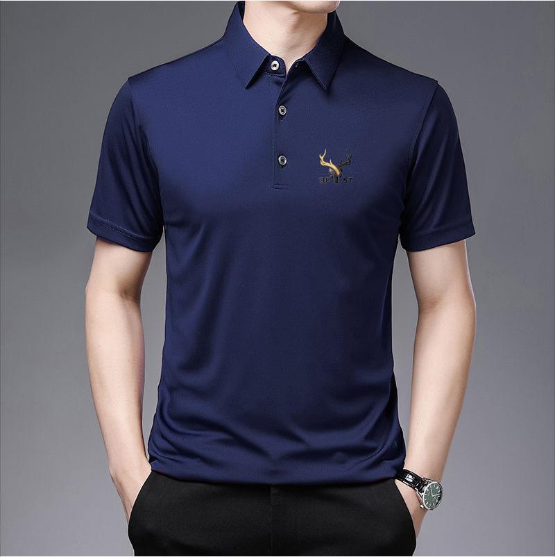 Spring and Summer Men's Lapel Thin Short-sleeved Polo Shirt Solid Color T-shirt Young and Middle-aged Dad Shirt