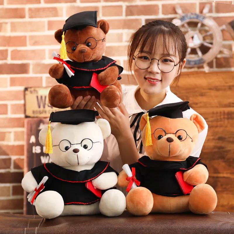 Lovely Glasses Graduation Bear Plush Doll Wearing Doctorial Hat Dr. Bear Cub Plush Toy Little Bear Plush Toy Gifts