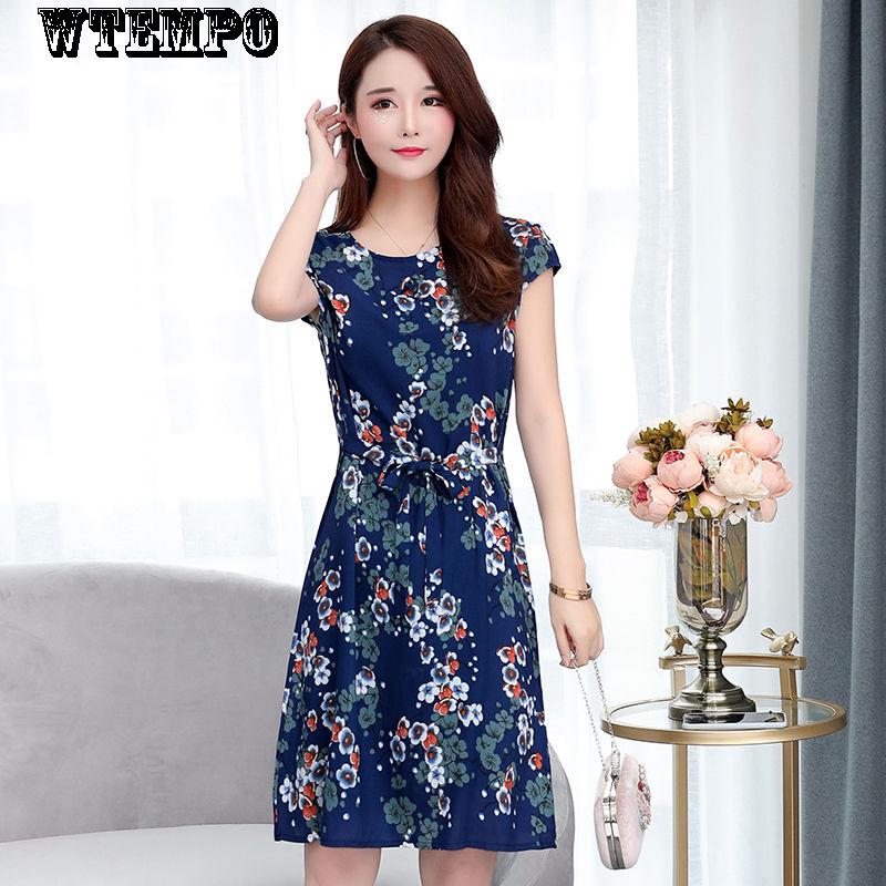 WTEMPO Brand Loose Skirt Women's Dress Summer Large Size Print Long Skirt Floral Comfort