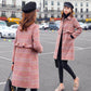 Woolen Coat Women's Mid-length Autumn and Winter Small Fashionable Plaid Coat with Fungus