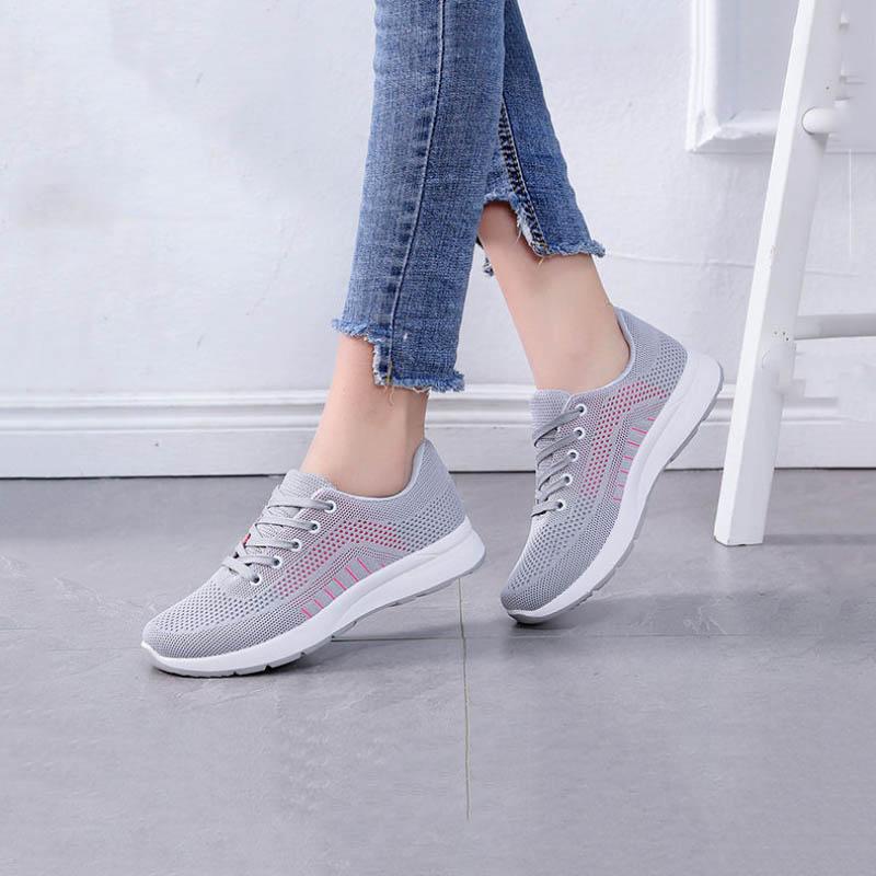 Ladies Sports Shoes Mesh Casual Shoes Flat Lightweight Running Shoes Canvas Non-slip Travel Single Shoes Women