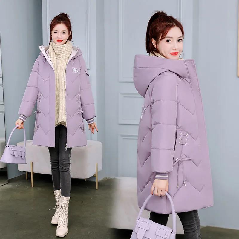 Down Cotton Bread Jacket Women's Mid-length Korean Cotton-padded Jacket Fashion Thick Cotton-padded Coat Loose Large Size Jacket