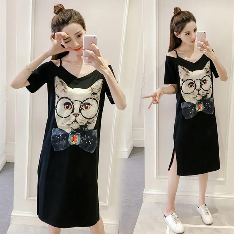 Summer Women's Strapless Sling Dress Women's Loose Mid-length Short Sleeve T-shirt Skirt Casual Comfortable Fabric Soft Women's Straight Dress