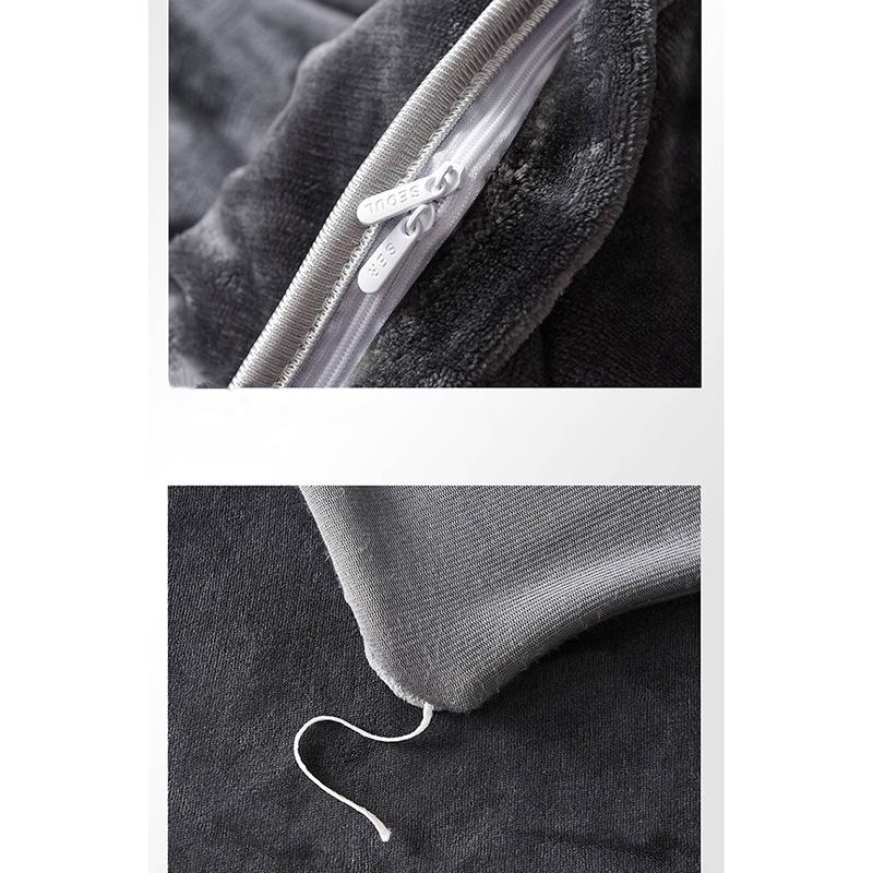 4pcs Home Textile Fleece Bedding Set Solid Color  Duvet Cover Flat Sheet Pillowcase Winter Bedlinen