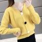 Spring and Autumn V-neck Low-neck Sweater Pullover with Short Bottoming Shirt Casual All-match Female Top