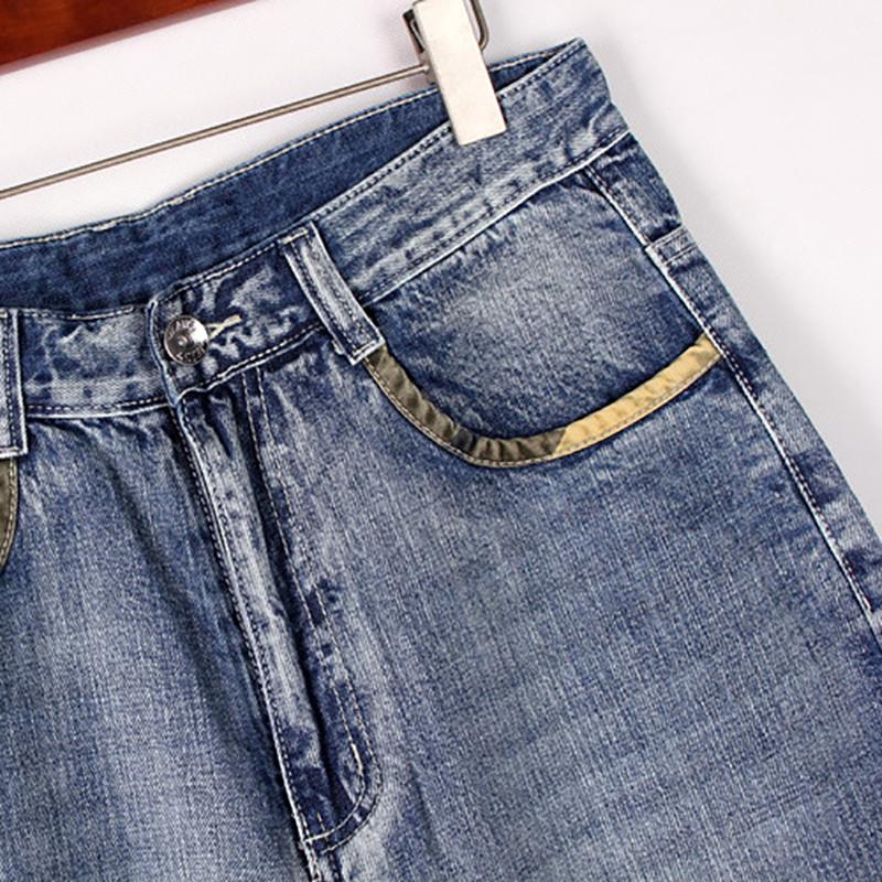 Hip Hop Jeans Plus Size Straight Loose Blue Denim Pants  Big Pockets Camouflave Ribbon Fashion Casual Mens Baggy Jean Trousers 40 42 44 46