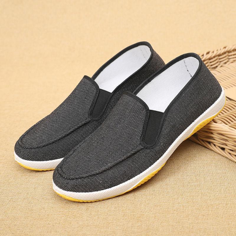 Old Beijing Men's Casual Cloth Shoes Anti-skid and Breathable Work Shoes with Tendon Sole Spring and Autumn Canvas Shoes