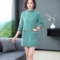 Autumn and Winter Mid-length Loose Dress Thickened Half High Neck Knitted Base Skirt Simple Casual Women Sweater Dress