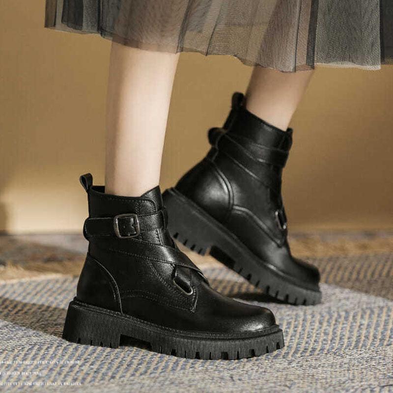 British Style Martin Boots Women Spring and Autumn Single Boots Thick-soled Leather Short Boots Summer Thick Heel Boots Children