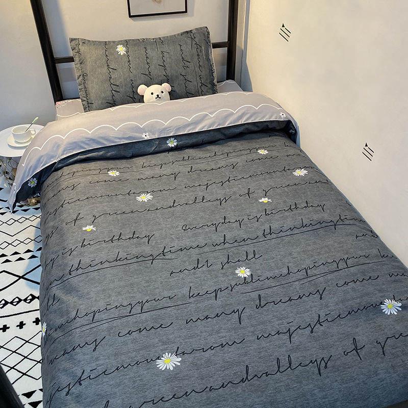 Scandinavian Style Three-piece Bed Linen Simple Bed Sheet Quilt Cover Student Dormitory Single Quilt Cover Three-piece Bedding