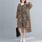 WTEMPO Large Size Chiffon Leopard Print Coat Long-sleeved Irregular Mid-calf Length Sun Protection Clothing Zipper Hooded