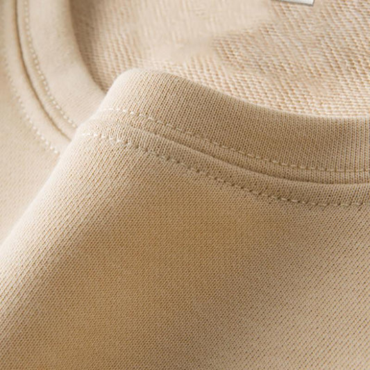 320g Classic Wild Thick Plus Velvet Sweatshirts Round Neck Sweater Men's Simple Loose Solid Color Long-sleeved Pullover