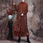 Autumn and Winter Bottoming Skirt Mid-length Retro Ethnic Embroidery Knitted Sweater Dress Long-sleeved Half-high Collar Lace Skirt