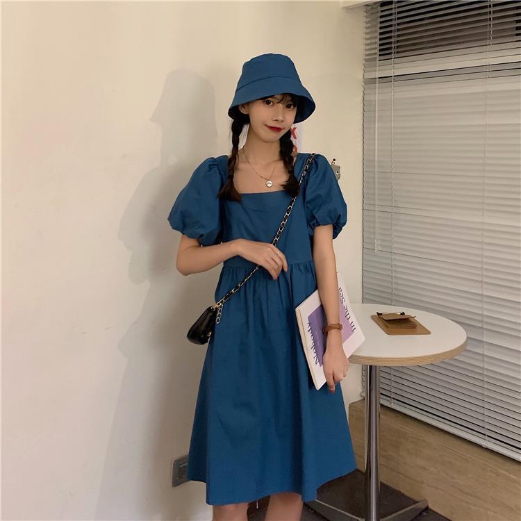Women's Summer Dress Short Sleeve Puff Sleeve Knee-length Daily Wear Office Dating Party