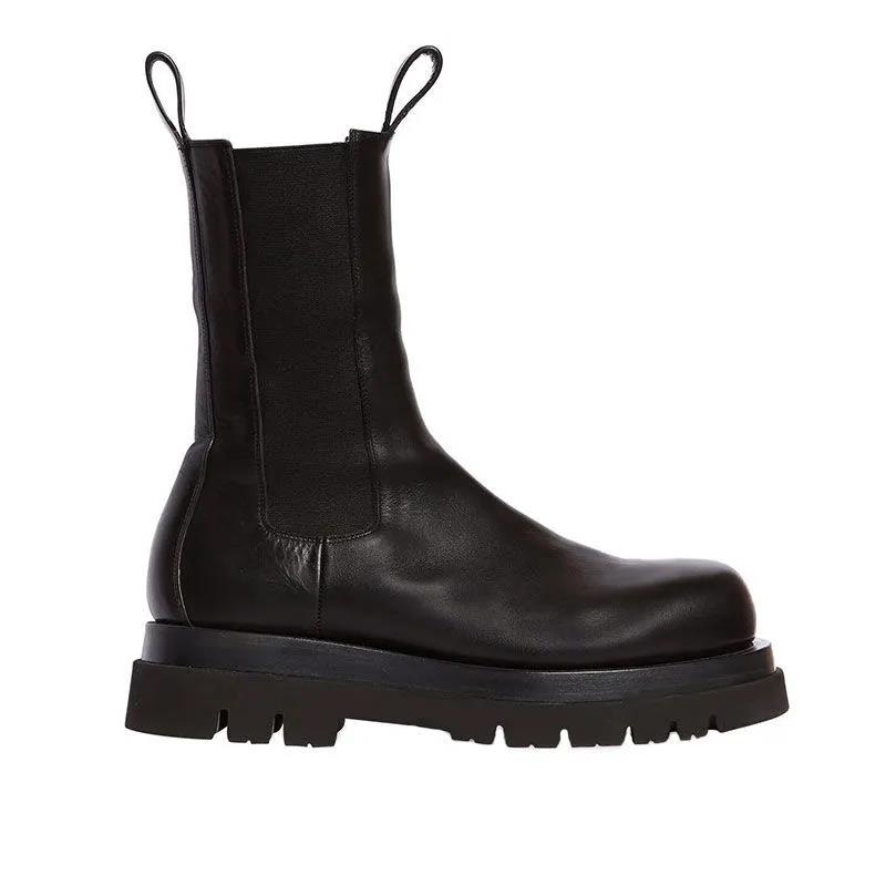 Short Boots Spring and Autumn Mid-tube Thick-soled Women's Smoking Boots Martin Shoes Women Black Mid-tube Women's Boots