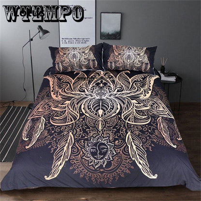 Home Decor Fashion Embroidery Duvet Cover with Pillow Cases Quilt Cover 3 Pcs Bedding Set