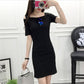 S-XXXL Plus Size Women's Clothing One Word Collar Off the shoulder  Knit Dress Pure Color Sexy Base Hip Skirt
