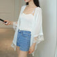 Beach Sun Cardigan Chiffon Women's Summer Thin Cotton Linen Anti-UV Length Above Knee