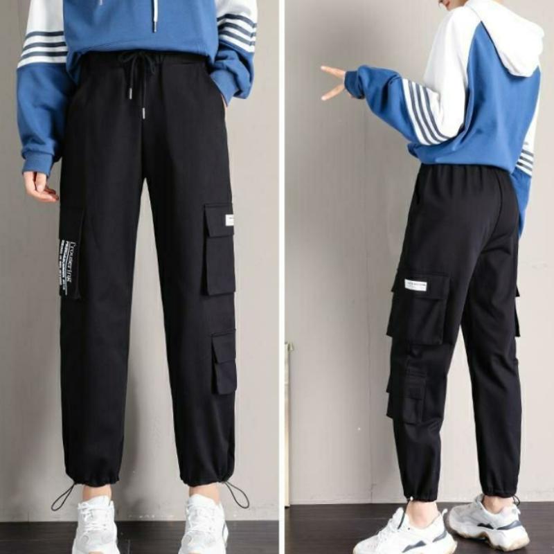 Overalls for Male and Female Students Ins Tide Korean Version of Straight Leg Beam Fashion Versatile Multi-pocket Harlan Sports Casual Pants