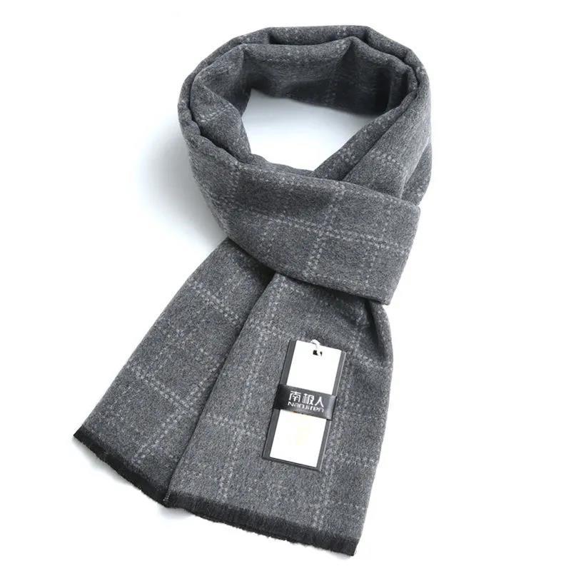Men's Wool Scarf Korean Version of Wild Lattice Fringed Scarf Winter Thickening Warm Wool Scarf Christmas Gift
