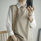 Autumn Winter Women Vest Solid Soft Polyester Knitted Vest All-match Short Plus Size Round Neck Loose Sleeveless Sweater Female Pullover Outwear
