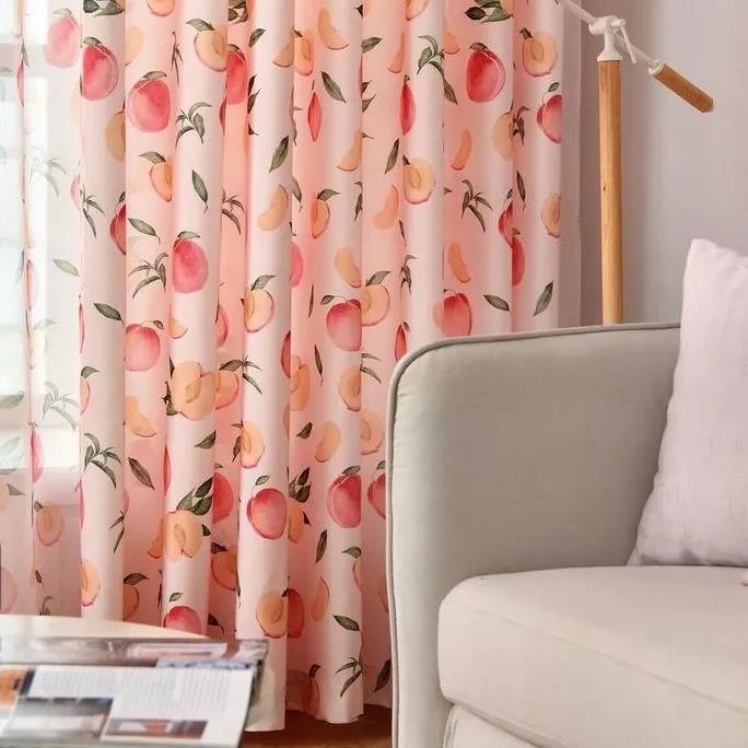 Semi Blackout Curtains Pink Peach Blossom Dormitory Girls Curtains Bedroom Shade Sunscreen Rental Bay Window Curtain Fabric