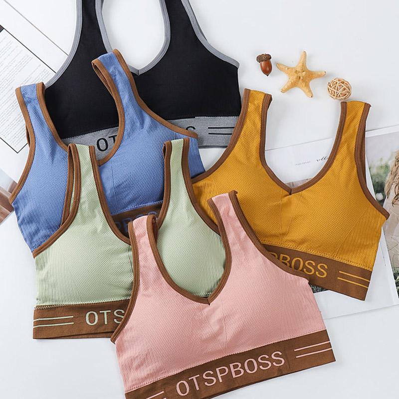 Korean Version of Sports Fitness Running Shockproof Tight Elastic No Steel Ring Yoga Beauty Back Tube Top Wrap Chest Anti-glare Bottoming Bra