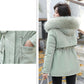 Parker Overcome Short Waist Thinner Hooded Big Fur Collar Cotton-padded Jacket Plus Velvet Padded Winter Padded Jacket