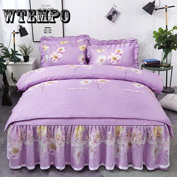 Bed Skirt Four Sets Bedding Princess Sanding Bed Skirt Bed Cover Three Sets