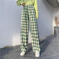 Women Wide Leg Pants  Spring Summer Female High Waist Loose Casual Plaid Chiffon Pant Long Trousers Streetwear Plus Size 4XL