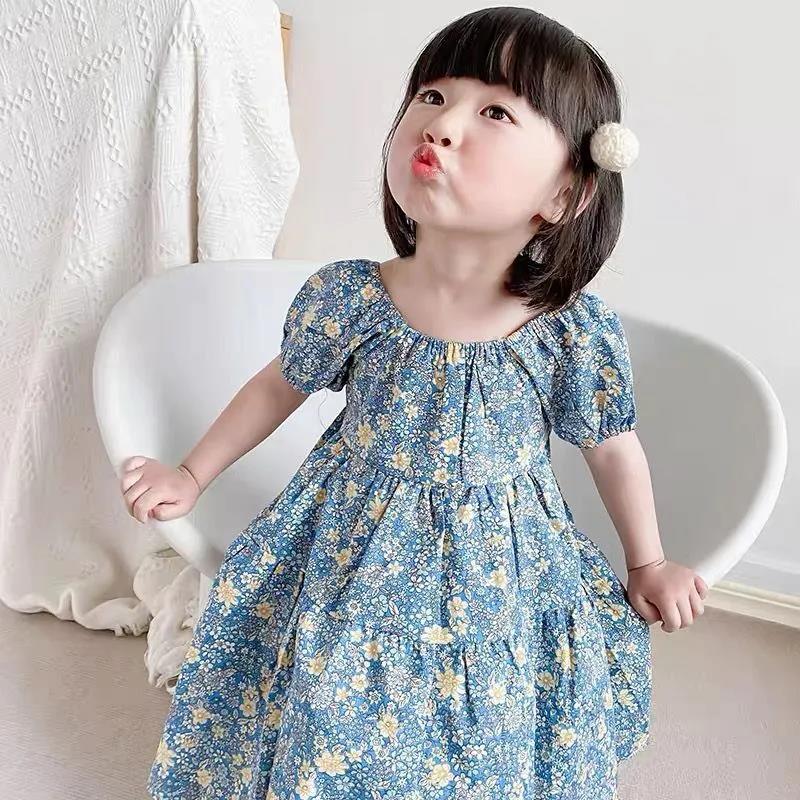 Girls Floral Dresses Sweet Kids Flowers Costumes Children Sleeveless Toddler Baby Clothing