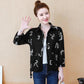 Vintage Autumn Ladies Jacket Flower Print Women Fashion Zipper Up Long Sleeve Casual Coat Slim Basic Bomber Jackets