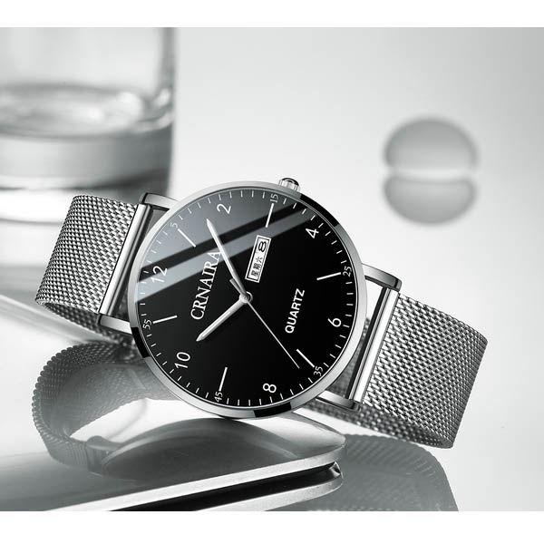 Men Watches Luxury Fashion Business Calendar Stainless Steel Quartz Wrist Watch Male Clock