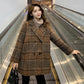 Cotton Woolen Plaid Coat Women's Mid-length Spring Loose Woolen Coat