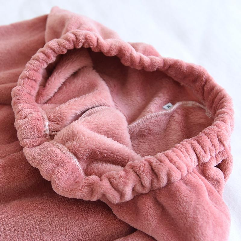Winter Sleepwear Set Women Coral Fleece Pajamas Suits Flannel Thick Velvet Warm Homewear with Pockets Tops and Pants Long Sleeve Turn-down Collar