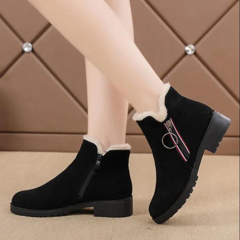 Women's Snow Boots Plus Velvet Padded Short Boots Cotton Shoes Thick Heel Non-slip Cotton Boots
