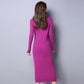 Knitted Round Neck Dress Long Sleeves Autumn and Winter Slim Slimming All-match Base Long Sweater Dress Knee-length Warm