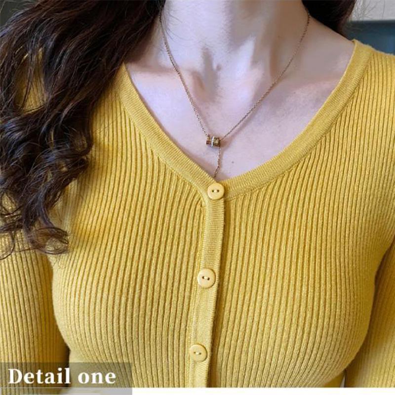 Spring and Autumn Fake Cardigan Thin Sweater Women's Knitwear Slim All-match V-neck Bottom Shirt Long Sleeve Top