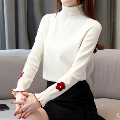 Turtleneck Sweet Jacquard Sweater Women's Autumn and Winter Base Long-sleeved Sweater