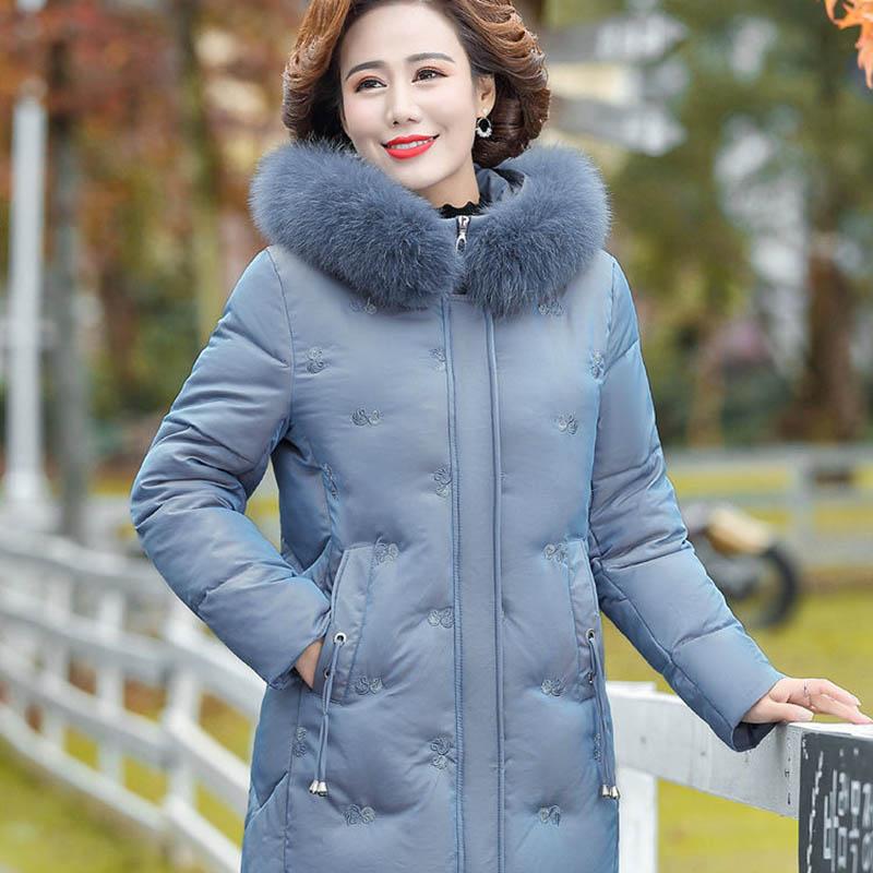 Fashion Middle-aged Mother's Winter Clothes Mid-length Coat Plus Velvet Padded Down Padded Jacket