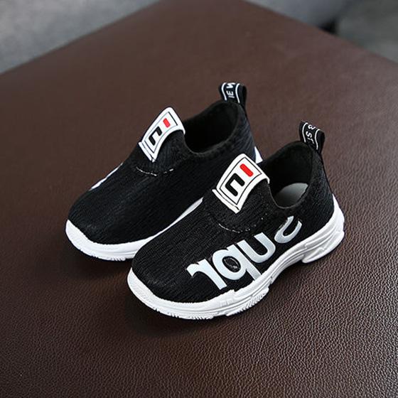 Kids Shoes Spring Summer Girls Boys Soft Sole Sports Shoes Solid Color Letter Pattern Anti-slip Cartoon Casual Net Shoes