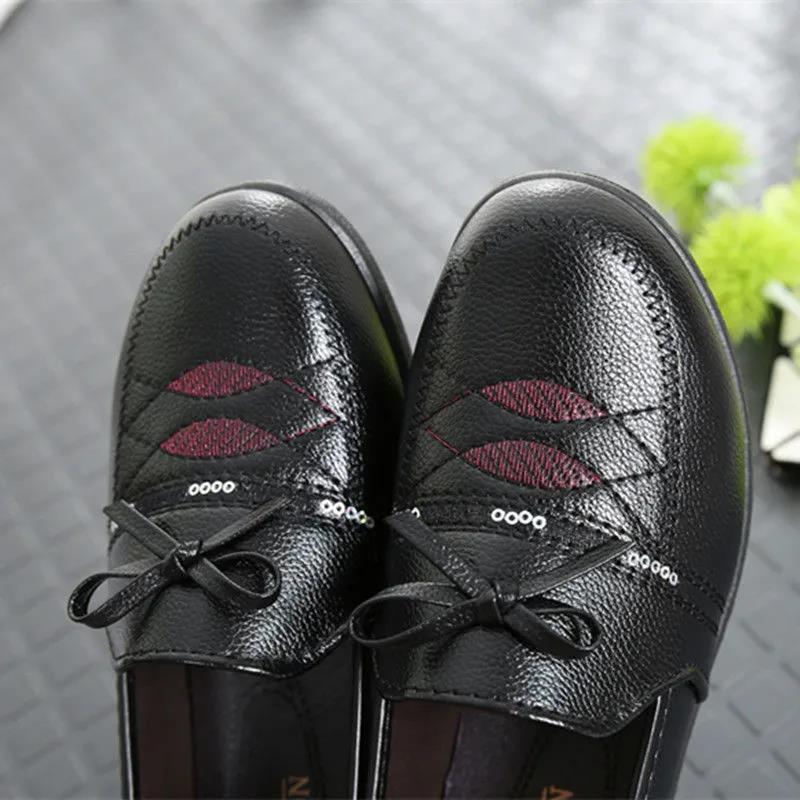 Spring and Autumn Single Shoes Mother Shoes Non-slip Soft Bottom Casual Flat Women's Work Shoes Women's Leather Shoes