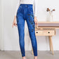 High Waist Stretch Denim Printed Leggings Women's Trousers and Velvet Feet Casual Pants and Velvet Thickening Fashionable and Versatile