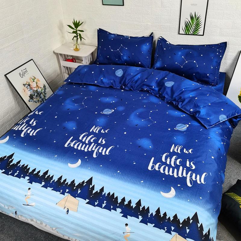 Night Sky Meteor Fashion Four-piece Bedding Men and Women Student Bed Sheet Double Dormitory Imitation Quilt Cover