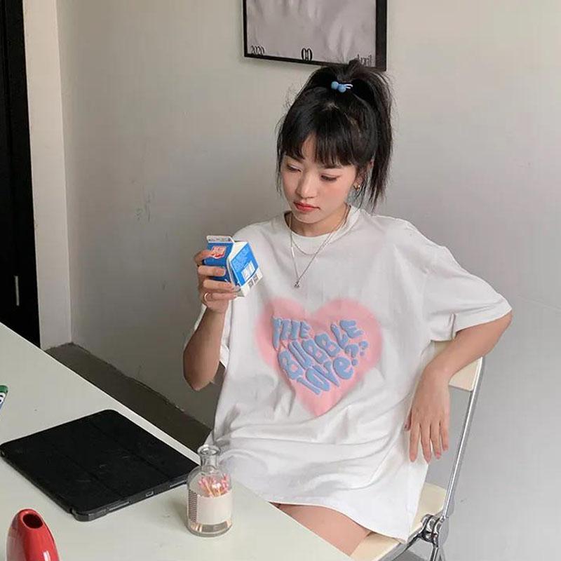 Women's Summer Versatile Printed Short Sleeve Large Size Loose Top T-Shirt