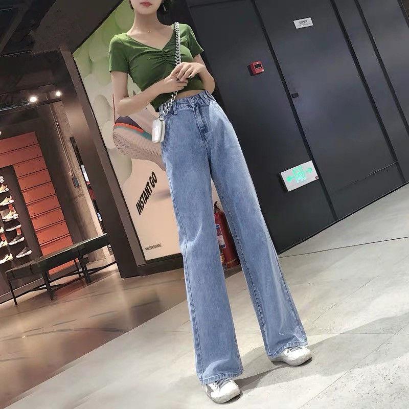 Retro High Waist Loose Drop Wide Legs Straight Jeans Women Were Thin Mopping Trousers Sweet Beauty