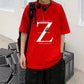 Z Letter Print T-shirts Summer Men O-neck Short Sleeve Casual Shirts Hong Kong Trend Tees Oversized Soft Breathable Tops