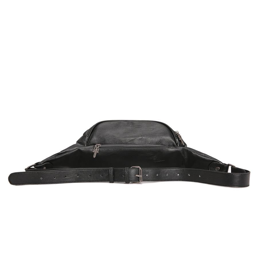 Hip Hop Waist Men and Women Leather Rivet Zircon Chest Bag Messenger Bag Sports Shoulder Bag