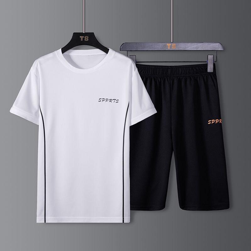 Suit/T-shirt Summer Quick-drying Sportswear Suit Men's Short-sleeved Shorts Ice Silk Ultra-thin Casual Suit Tide