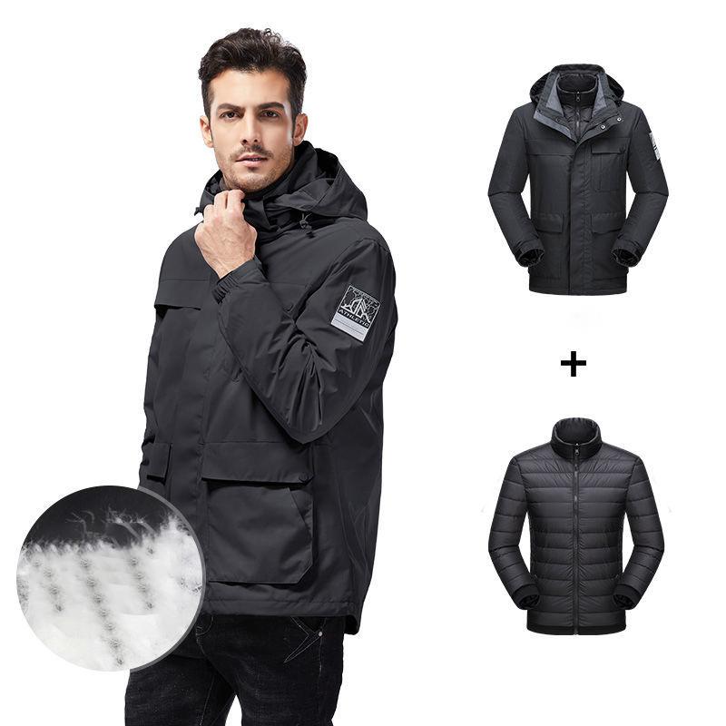 Men's and Women's Outdoor Jackets Winter Waterproof and Windproof White Duck Down Jacket Ski Mountaineering Two-piece Jacket